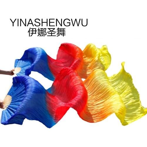 Belly Dance Fan Veil New Arrivals Stage Performance Dance Fan 100% Silk Veils Colored Women Belly Dance Fan Veils (2pcs)