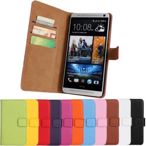 High Quality Black Red Genuine Leather Wallet Cover Case For HTC One Max T6 With Stand Style and Card Holder Phone Bag Free