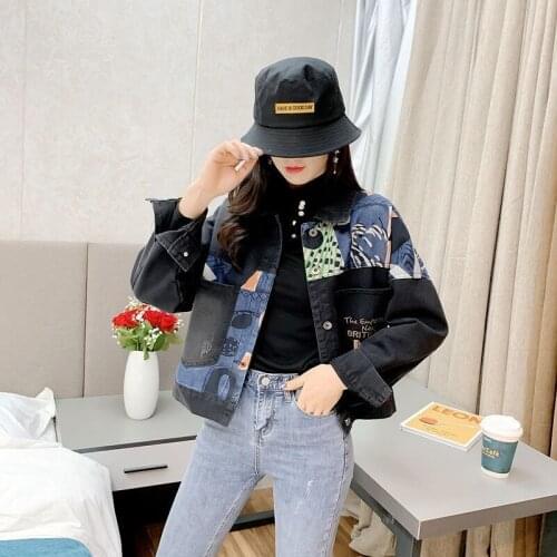 Denim Jacket Womens 2021 New Spring And Autumn Versatile Short Loose Fashion Stitching Top