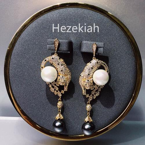 Hezekiah needle Bossy Leopard Earrings Pearl Leopard High-end fashion quality Atmospheric lady ear studs