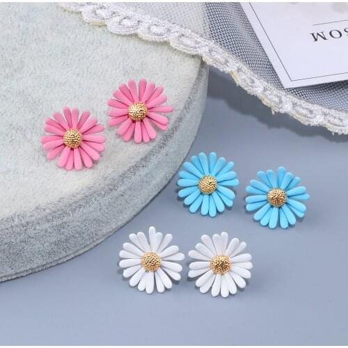 2021 New Korean Style Spray Paint Flower Stud Earrings For Women Girl Elegant Summer Accessories Sweet Cute Earring Brinco WX122