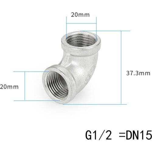 1 PCS 1/2" BSP Elbow 90 Degree Angled Stainless Steel 304 Female Threaded Pipe Fitting DN15 Water Gas Oil