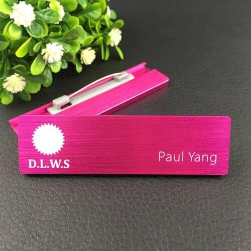 1pc custom name tag badge 70*20mm personalized hotel employee badge with brush aluminum alloy nameplate