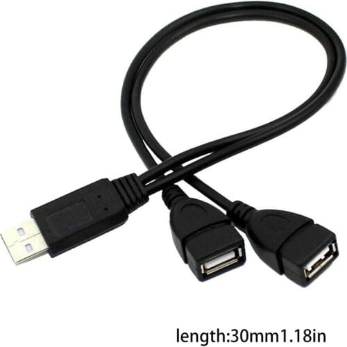 1PC USB 2.0 A 1 Male to 2 Dual USB Female Data Hub Power Adapter Y Splitter USB Charging Power Cable Cord Extension Cable 35CM