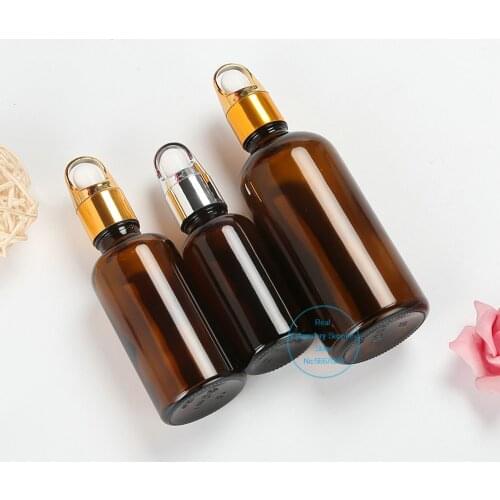 10pcs/lot 5ml to 100ml Portable Amber Aromatherapy Esstenial Oil Bottle with Glass Refillable Dropper Mini Empty Dropper Bottle
