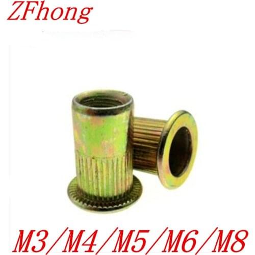 100pcs M3 M4 M5 M6 M8 Rivet Nut/Carbon Steel Flat Head Blind Insert Nut/ Flat head rivet nut