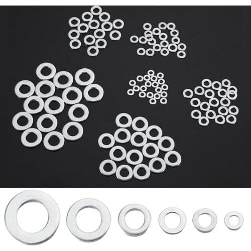 105pcs/lot 304 Stainless Steel Silver Washers Metric Flat Washer Kit M3 M4 M5 M6 M8 M10 Assortment Fasteners
