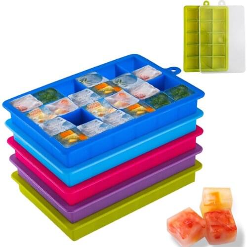 50 Pcs Silicone Ice Cube Tray Molds with Lids for Cocktail Whiskey Chocolate Ice Cream Maker Kitchen Bar Accessories Wholesale