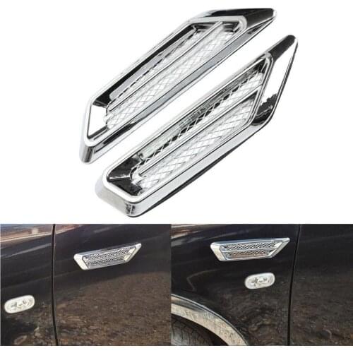 2pcs Car 3D Fake Air Vent Decoration Stickers Vent Grid ABS Plastic Chrome Plated Decoration Stickers Car Products Accessories