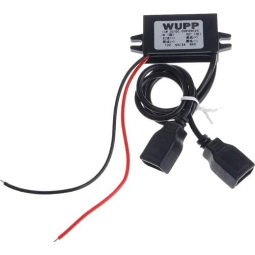 2017 Car DC 12V to 5V 3A 15W Hard Wired Step Down Dual USB Charger For Dashcam Phone