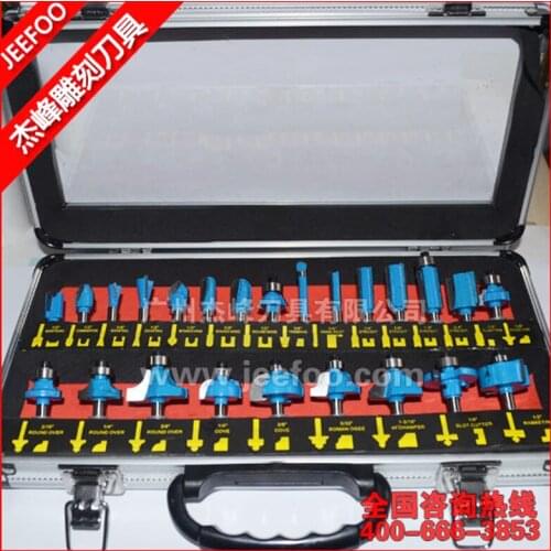 24Pcs Shank 6.35(1/4) &12.7(1/2) Professional Shank Tungsten Carbide CNC Router Bit Set heat-treated blade with Wood Case box