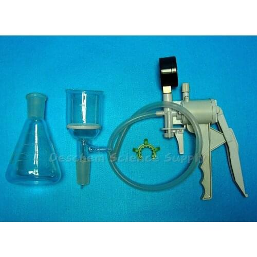 250ml,24/40,Glass Filtration KIt,Erlenmeyer Flask & 100ml Filter Funnel & Handle Vacuum pump