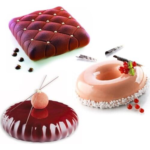 3PCS Silicone Mold Pillow Donuts Shaped Cake Baking Mold Dessert Mousse Baking Tray Chocolate Moulds Cake Decorating Tool