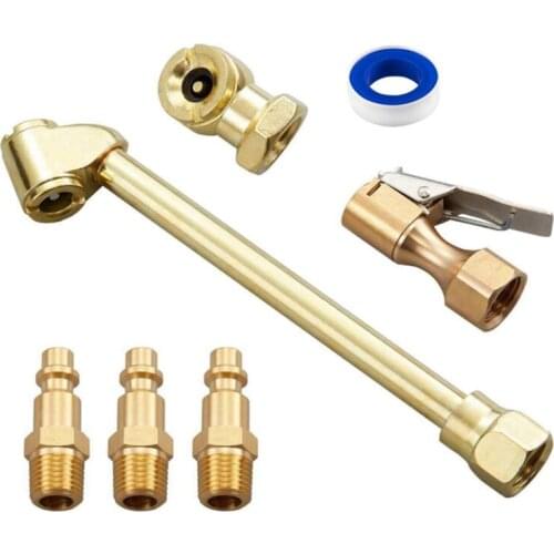 6PCS Brass Air Chuck Set,1/4 Inch Closed Ball Air Chuck & Female NPT Dual Head Air Chuck & Closed Flow Tire Chuck