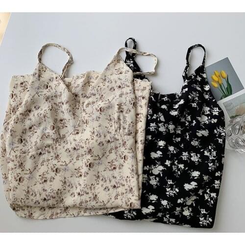 Abrini Vintage Floral Dresses Summer 2021 French Style Slim Soft Elegant Midi Skirt Female High Waist V-neck A Line Slip Dress