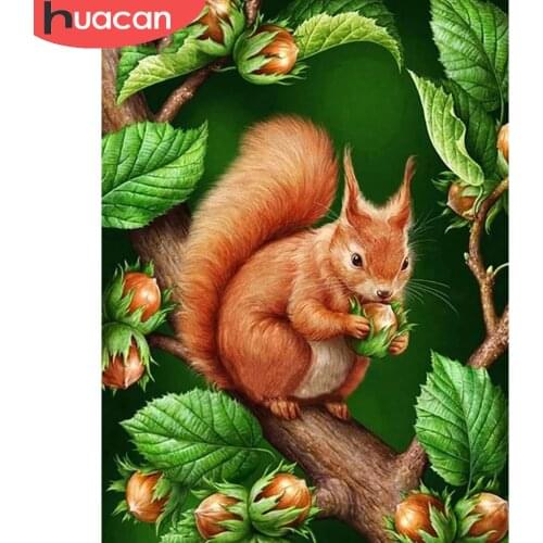 HUACAN 5d Diamond Painting Squirrel Home Decor Mosaic Embroidery Animal Chestnut Tree Home Decor Diamond Art