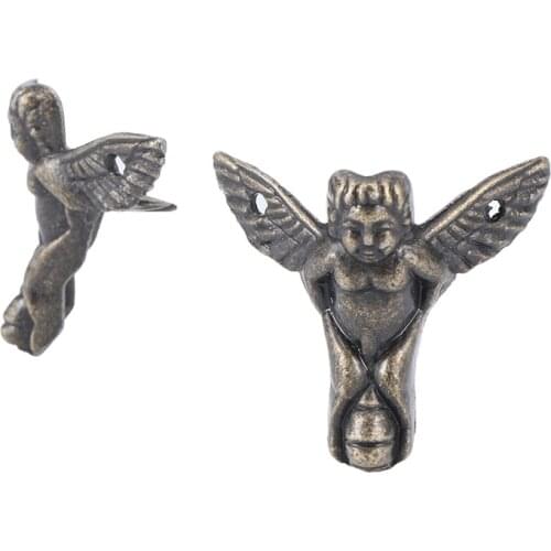 4 Pcs Little Angel Antique Corner Protector Bronze Color Jewelry Box Wooden Case Decorative Feet Leg Corner Bracket