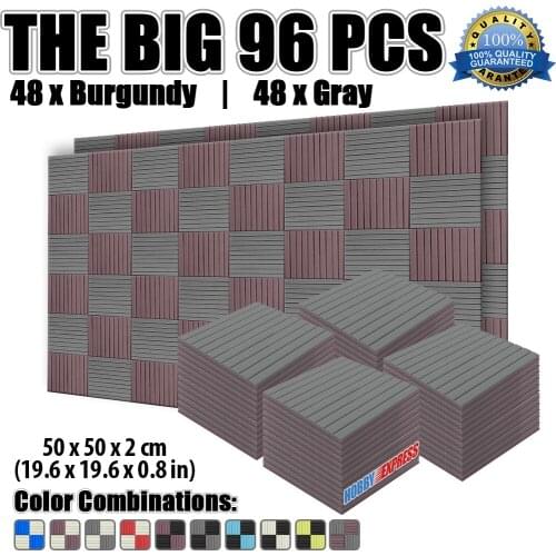 Arrowzoom Acoustic Studio Foam Treatment Flat Wedge Tile Panel 96 Pack 19.6 x 19.6 x 0.8" KK1035