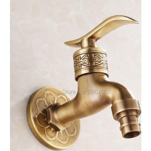 Free Shipping Short Type Antique Brass Plated Washing Machine Mop Faucet Bibcocks Tap Wall Outdoor Garden Bibcok Torneira GI118