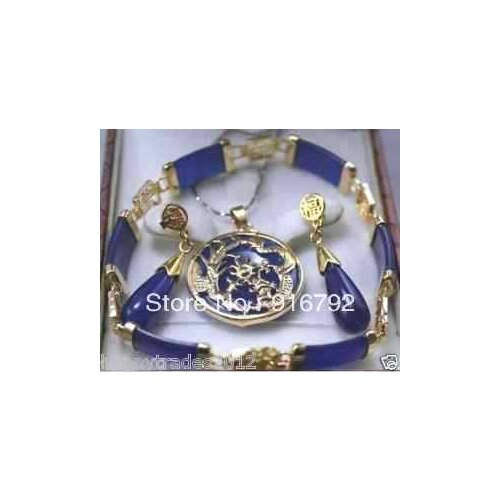 Free shipping P&P *******blue stone Earring Bracelet necklace/Pendant Sets