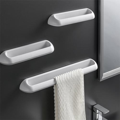 ABS Self Adhesive Towel Holder Rack Wall Mounted Towel Hanger Bathroom Towel Bar Shelf Roll Holder Hanging Hook Shoes Organizer
