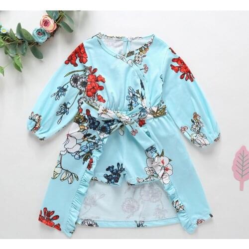 New Baby Girl Autumn Winter Kids Clothes Fashion Girls Long Sleeve Floral Printed Casual Cotton Rompers Cloak Playsuit Jumpsuit