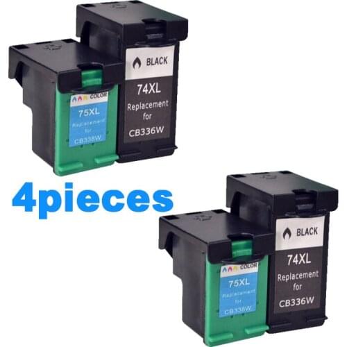 For HP74 XL 4pcs XiongCai Compatible ink cartridges for HP 74 75 Photosmart C4200 C5200 Officejet J5780 C4280 C4345 C4380 C4385