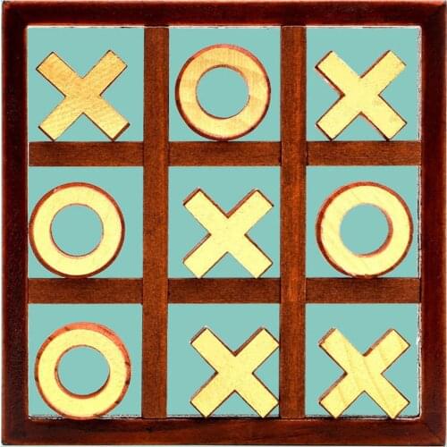 Travel Wood Tic-Tac-Toe Pushing Me XO Intelligent Board Game XO Chess Parent-Child for Family Puzzle Game Educational Toys