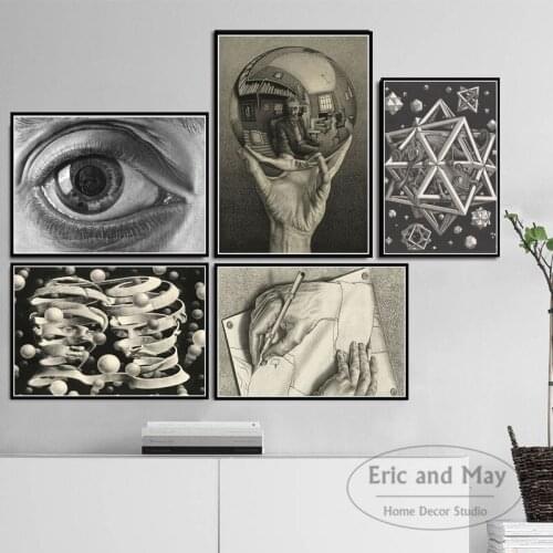 Escher Surreal Geometric Modern Canvas Painting Posters And Prints Pictures On The Wall Abstract Decorative Home Decor Quadro