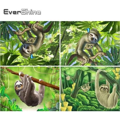 EverShine 5D DIY Diamond Painting Animal Cross Stitch Diamond Mosaic Full Square Drill Sloth Rhinestones Art Decor For Home