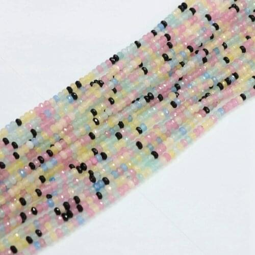 HOT multicolor natural stone 2x4mm dyed jades chalcedony faceted abacus round loose beads diy jewelry 15" B570