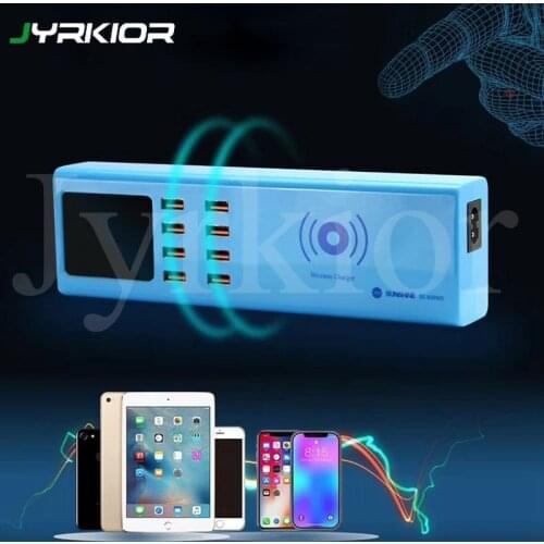 Jyrkior SS-309WD LED Display Intelligent Wireless Charger With 8 Port Smart USB Charger For iPhone Samsung iPad Tablet Huawei