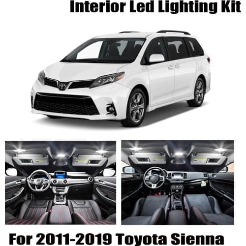 13 Bulbs White Interior LED Car Light Kit Fit For 2011-2015 2016 2017 2018 2019 Toyota Sienna Reading Ceiling Door License Lamp