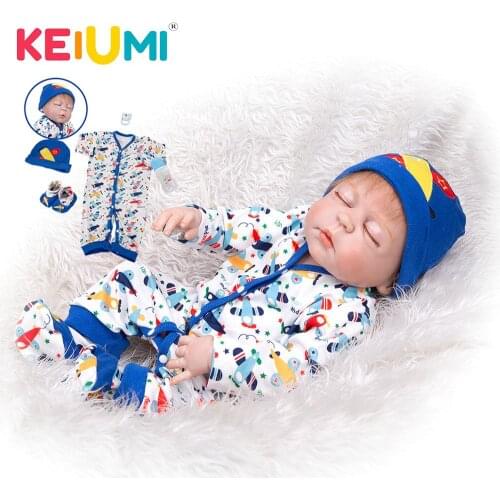 KEIUMI 23 Inch Reborn Baby Doll With Closed Eyes Full Vinyl Body Newborn Girl Reborn Boneca Doll Kid Birthday Christmas Gift