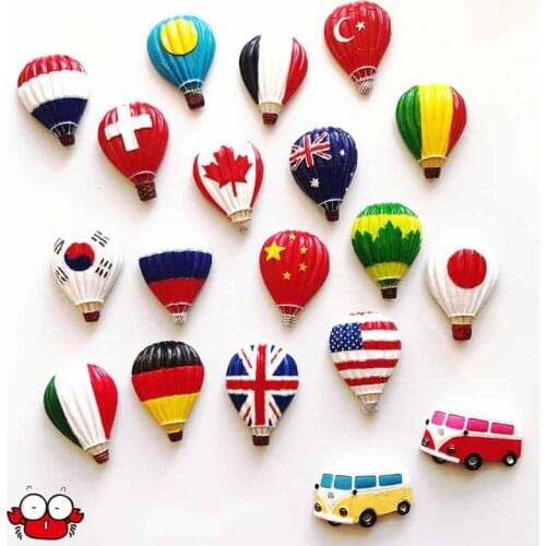 National Travel Fridge Magnets Magnetic Souvenirs China USA Korea Japan Germany Italy 3D Hot Air Balloon Refrigerator Stickers