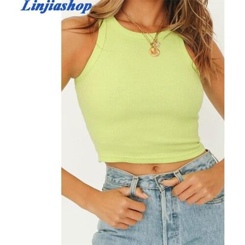 Fashion crop top sexy streetwear solid white camis green women elastic summer tops femme vestidos dropshipping