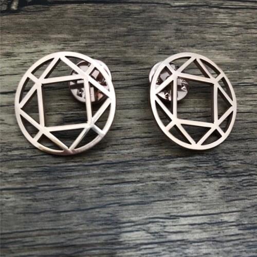 SS Charming Vintage Men Round Geometric Brooch Rose Gold Lapel Pin Shirt Suit Collar Jewelry Gift For Men Summer Wear Nice Gift