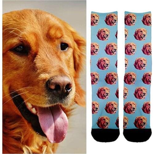 Custom Print Your Photo Pet Face Socks Personalized Men Women Fashion Funny Cotton DIY Design Birthday Valentines Novelty Sock