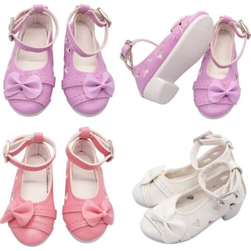 2021 New 7.5 cm Princess Doll Shoes Pink White Purple Bowknot Fit 60cm SD BJD Dolls For Blyth Doris Kilig Dolls Accessories