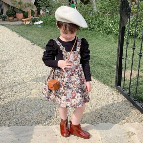 2021 Autumn New Arrival Girls 2 Pieces Suit T Shirt+bear Ovealls Kids Clothes