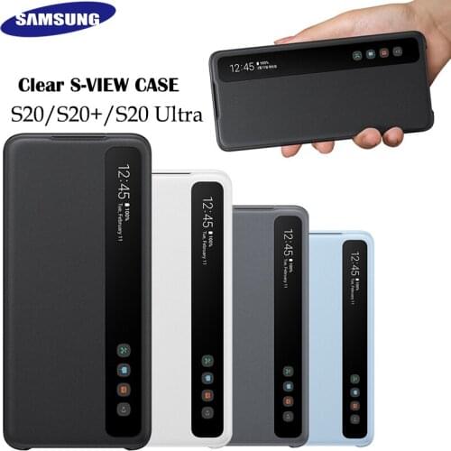 Original Samsung Galaxy S20 Ultra 5G S20+ plus S20 CLEAR S-View Flip Wallet Case Mirror View Leather Cover
