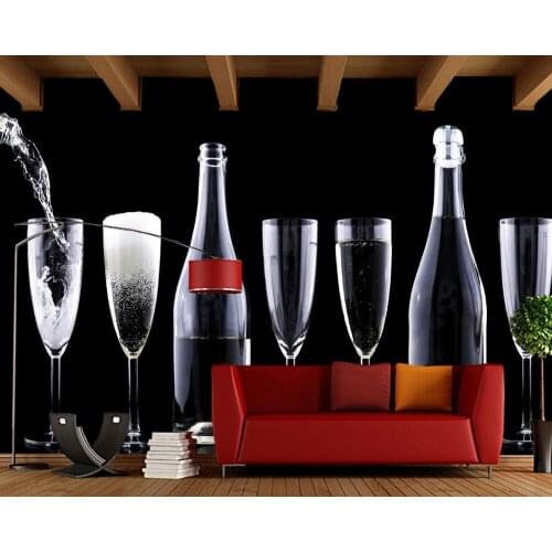 Papel de parede Goblet black background wallpaper living room dining room TV sofa wall kitchen bar restaurant custom 3d mural
