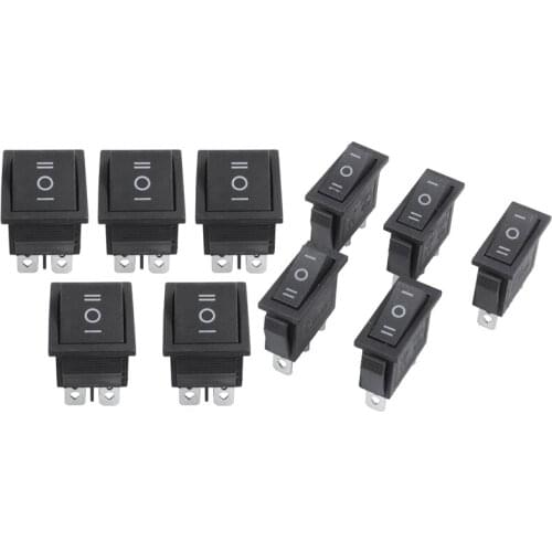 5Pcs 6 Pin DPDT Black Button On/Off/on Rocker Switch AC 250V/15a 125V/20a & 5Pcs x AC 10A/250V 15A/125V 3 Pin SPDT ON-OFF-on 3 P