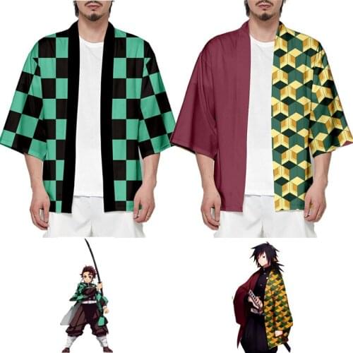 Anime Demon Slayer Costume Robe Cloak Clothes Kamado Tanjirou Kamado Nezuko Cape Robe Clothing Men Woman Tops