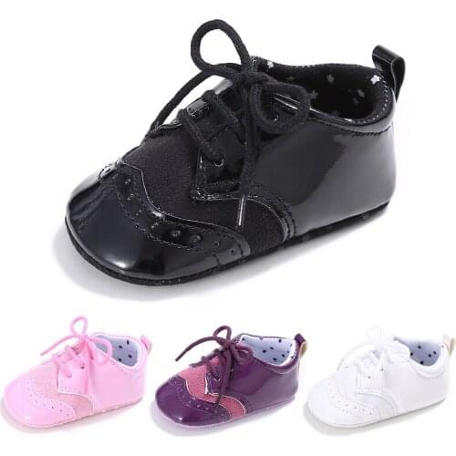 Boys and girls baby 0-1 casual non-slip soft bottom shoes PU + cotton stitching baby toddler shoes
