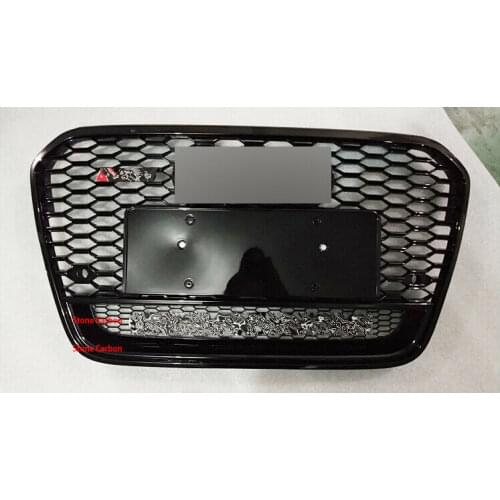 RS6 Style Grill Grille Glossy Black Frame Fit For Audi A6 C7 S6 2013 13 2014 14