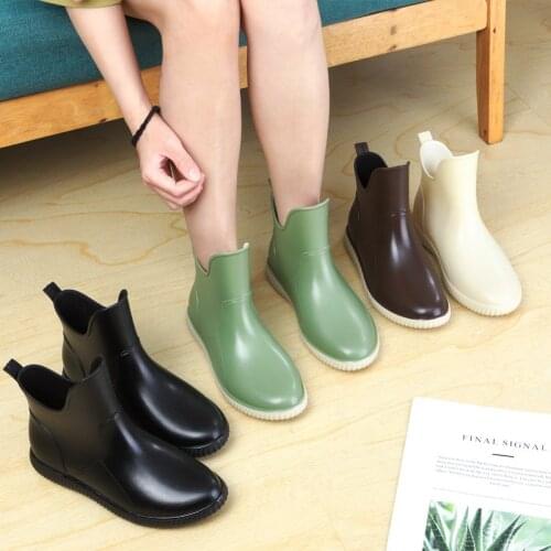 Womens Adult Short Tube Fashion Water Rain Shoes Work Boots Rubber Womennew Waterproof Rain Ankle Boots