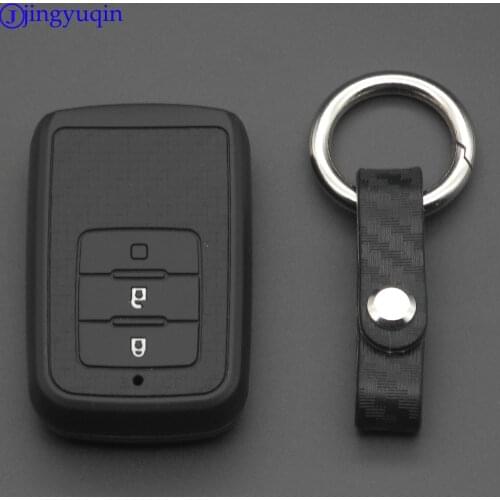 Jingyuqin Carbon Fiber Silicone Car Remote Fob Key Case Cover For Honda Keychain Holder Protective case