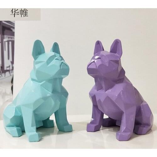 NORDIC ABSTRACT GEOMETRIC RESIN DOG STATUE MODERN MINIMALIST FRENCH BULLDOG SCULPTURE ANIMAL STATUE ORNAMENT, CRAFT DECORATIONS