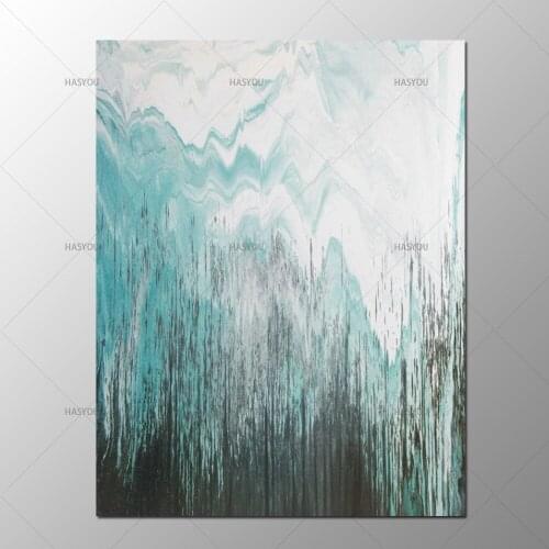 Modern hot Sale textured canvas arts Blue Abtract Art oil painting for bedroom wall decoration Blue Sea Home Decoration